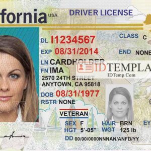 California Drivers License Template Front