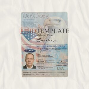 Blank Fillable Editable Fake United States of America USA Passport Template PSD Document Scanned