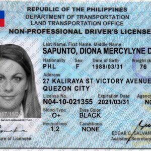 Philippines Drivers License Template PSD Front