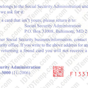 Social Security Card Template PSD Back 04