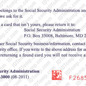Social Security Card Template psd back 05